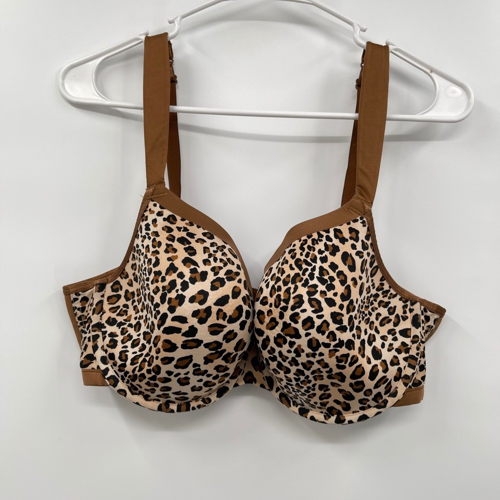 Cacique Leopard Print Full Coverage Bra Brown Tan Underwire Adjustable Straps